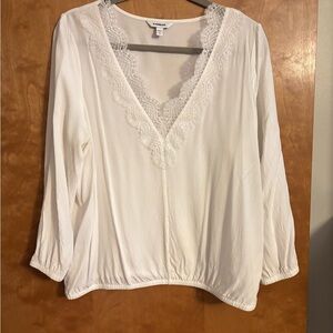 Express White Lace Trim Blouse